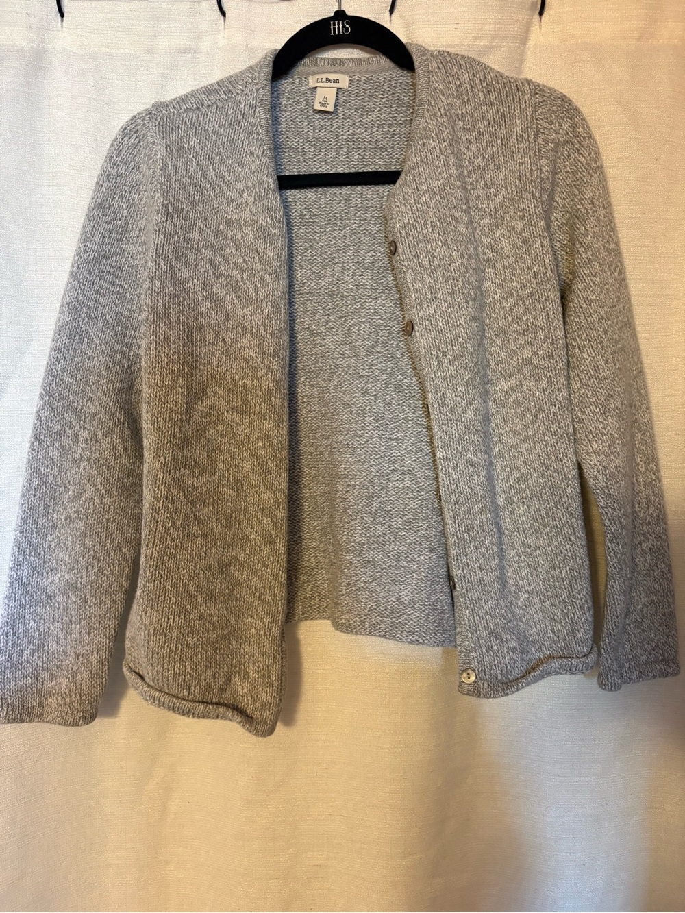 L.L. Bean Women's Light Gray Marled Knit Cardigan